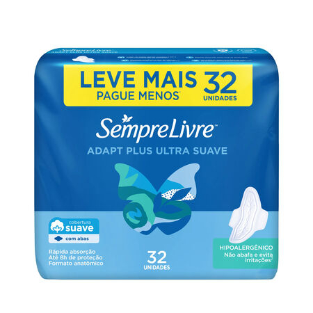 imagem do produto Absorvente Sempre Livre Adapt Plus 32 Unidades Suave Com Aba