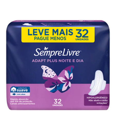 imagem do produto Absorvente Sempre Livre Noturno 32 Unidades Suave Com Abas