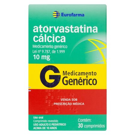 imagem do produto Atorvastatina Calcica 10mg 30 Comprimidos Eurofarma