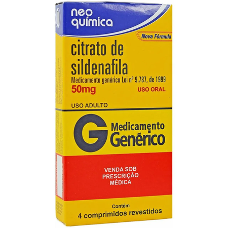 imagem do produto Citrato de Sildenafila 50mg 4 Comprimidos Neo Quimica