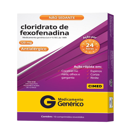 imagem do produto Cloridrato de Fexofenadina 120mg 10 Comprimidos