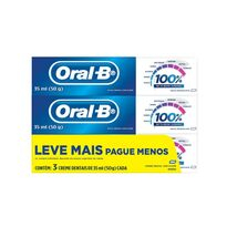 imagem de Creme Dental Oral B 100% 50g Menta 3 Unidades