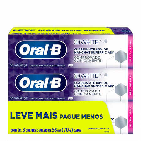 imagem do produto Creme Dental Oral B 3d White 70g 3 Unidades