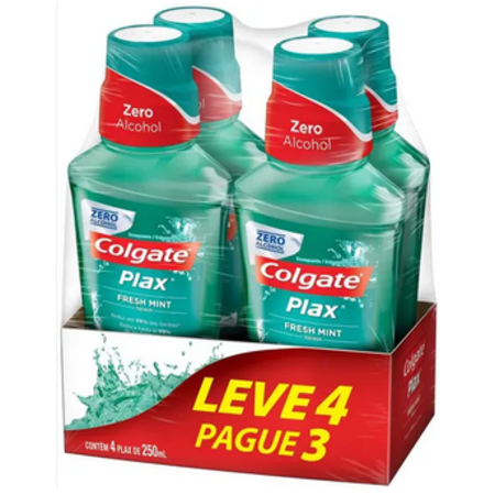 imagem do produto Enxaguante Bucal Colgate Plax 250ml Fresh Mint Kit 4 Unidade