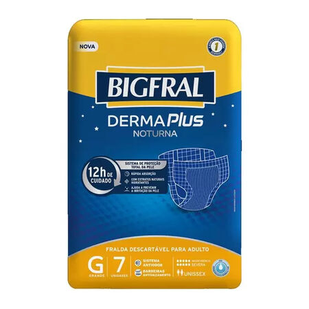 imagem do produto Fralda Bigfral Noturna Derma Plus G 7 Unidades