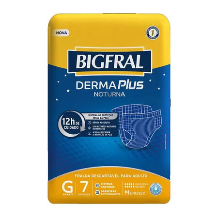 imagem do produto Fralda Bigfral Noturna Derma Plus G 7 Unidades