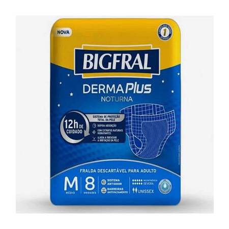 imagem do produto Fralda Bigfral Noturna Derma Plus M 8 Unidades