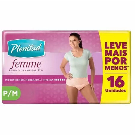 imagem do produto Fralda Plenitud Femme Mulher Rosa P/m 16 Unidades