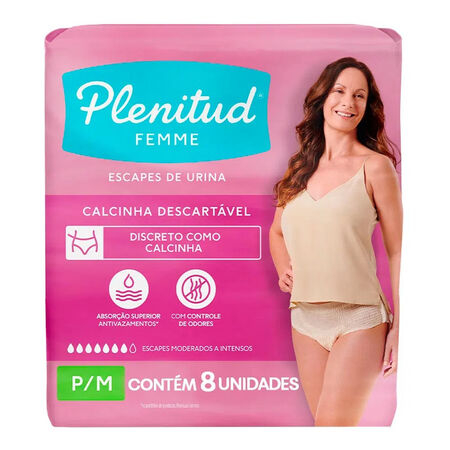 imagem do produto Fralda Plenitud Femme Mulher Rosa P/m 8 Unidades