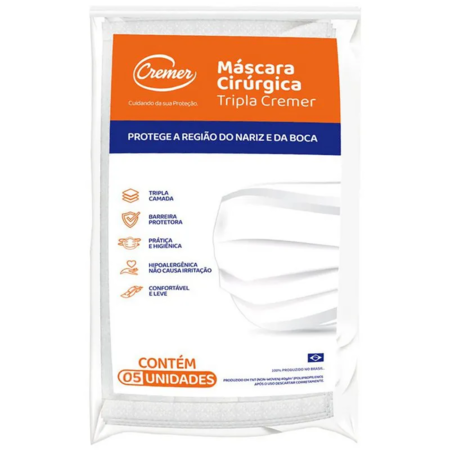 imagem do produto Mascara Desc Cremer Tripla C/elastico 5un