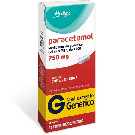 imagem do produto Paracetamol 750mg 20 Comprimidos Medley