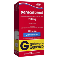 imagem de Paracetamol 750mg 20 Comprimidos Teuto